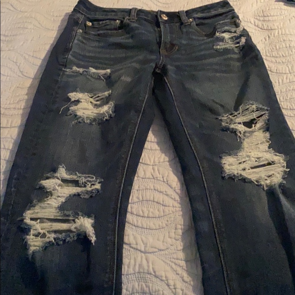 American eagle hi rise slim distressed